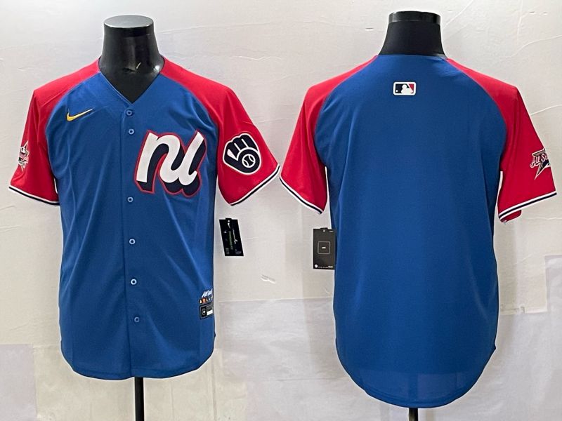 Men Milwaukee Brewers Blank Blue red All star 2025 Nike MLB Jersey style 01